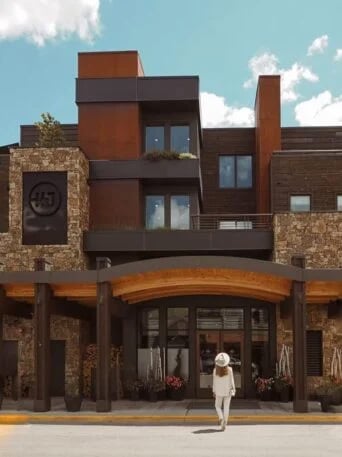 Inspiring western architecture of Hotel Jackson, Jackson Hole Wyoming - LEED certified luxury boutique hotel design on Town Square