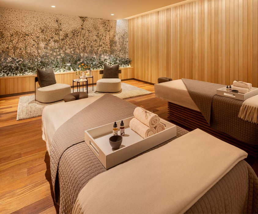 Private spa treatment room with massage beds at Hotel Jackson spa in Jackson Hole Wyoming