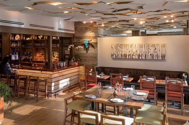 FIGS Restaurant interior at Hotel Jackson - award-winning western fine dining room and bar, Jackson Hole Wyoming Town Square