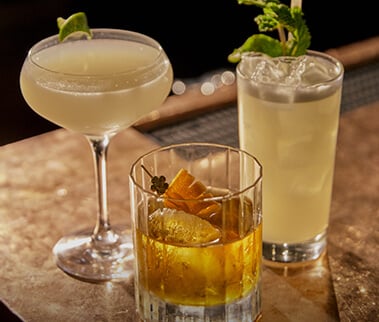 Three cocktails at Juliette rooftop bar