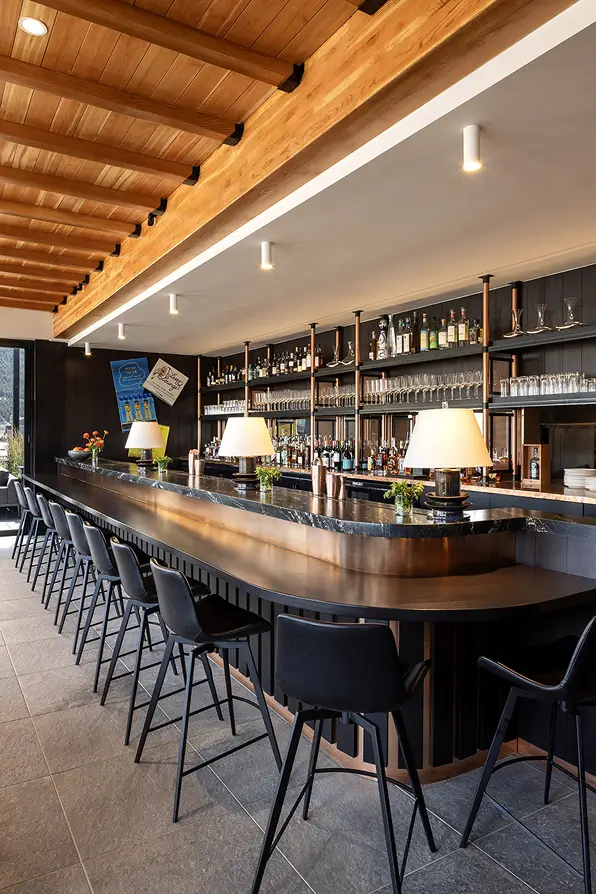 Bar seating at Juliette rooftop restaurant in Jackson Hole